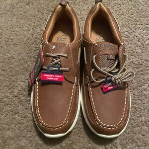 Chaps Tan Leather Boat Shoes